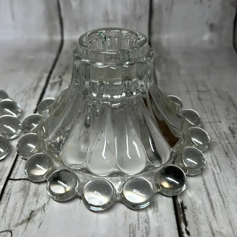 Vintage 1960s Boopie Bubble Glass‎ Candlestick Holder Set